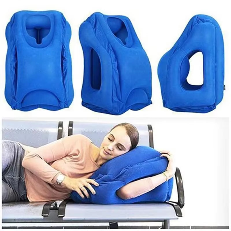 Upgraded Inflatable Air Cushion Travel Pillow Headrest Chin Support Cushions for Airplane Plane Car Office Rest Neck Nap Pillows