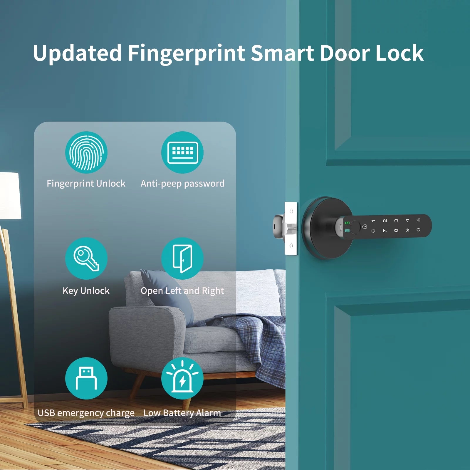 Smart Fingerprint Door Lock Biometric Keyless Entry Door Knob with Keypads by  for Home