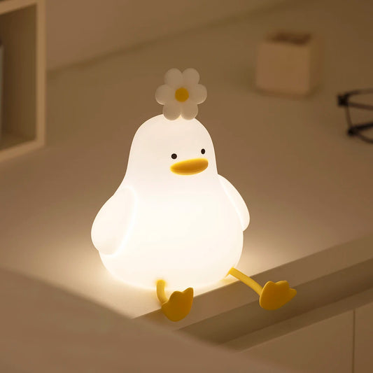 Cute Duck Led Night Light USB Rechargeable Nightlights Silicone Lamp Touch Switch Children Kid Bedroom Decoration Birthday Gift