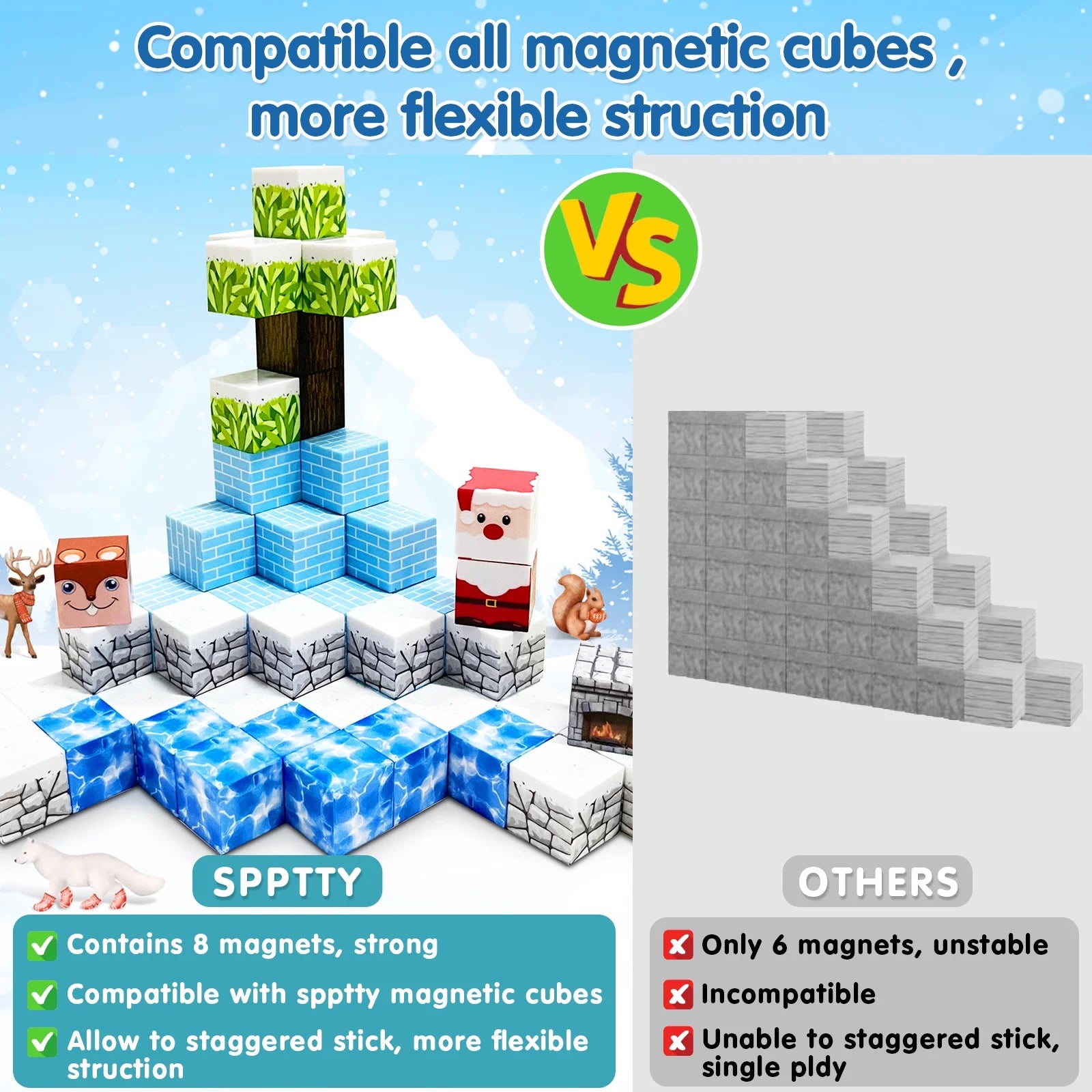 100PCS Magnetic Blocks,Princess Castle Magnetic Tiles,Mine Magnet World,Kids Games Toys for Toddler