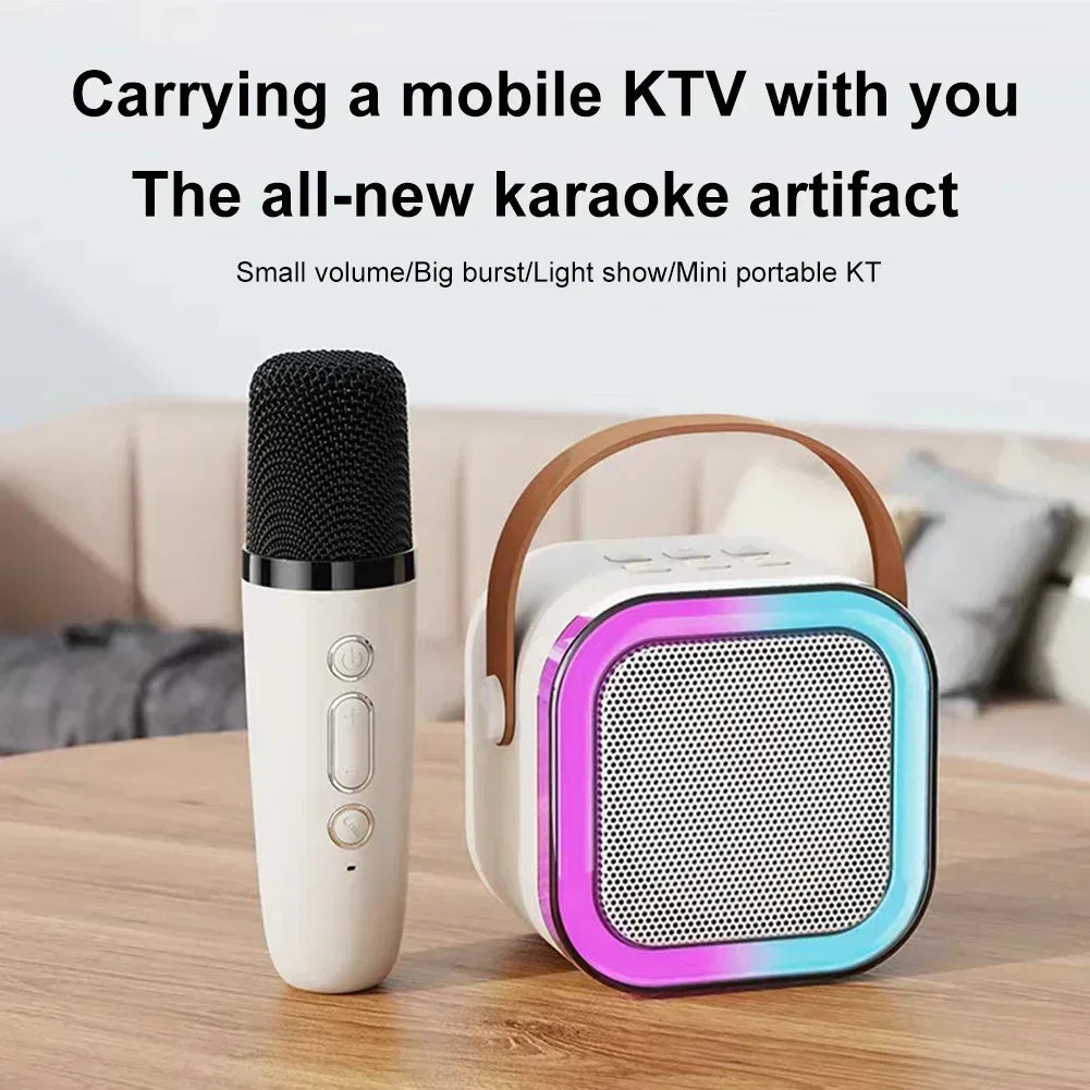 K12 Wireless Microphone Karaoke Machine Bluetooth Speaker KTV HIFI Stereo Sound RGB Colorful LED Lights for Outdoor Home Party